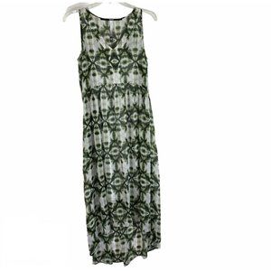 Kensie Geo Tile Printed Midi Dress V Neck High Low